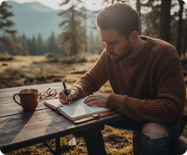 Person journaling outdoors